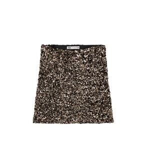 Zara Metallic Sequin Mini Skirt